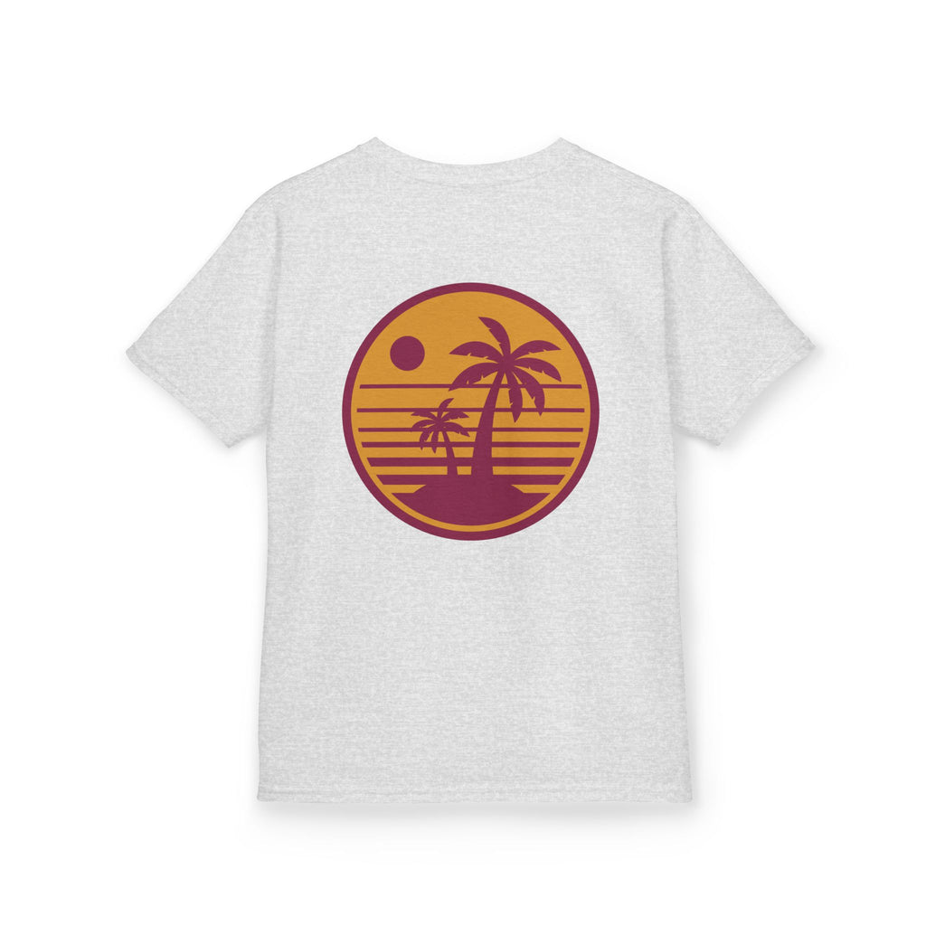 Kids T‑Shirt — Retro Sunset Palm Tree Beach Graphic