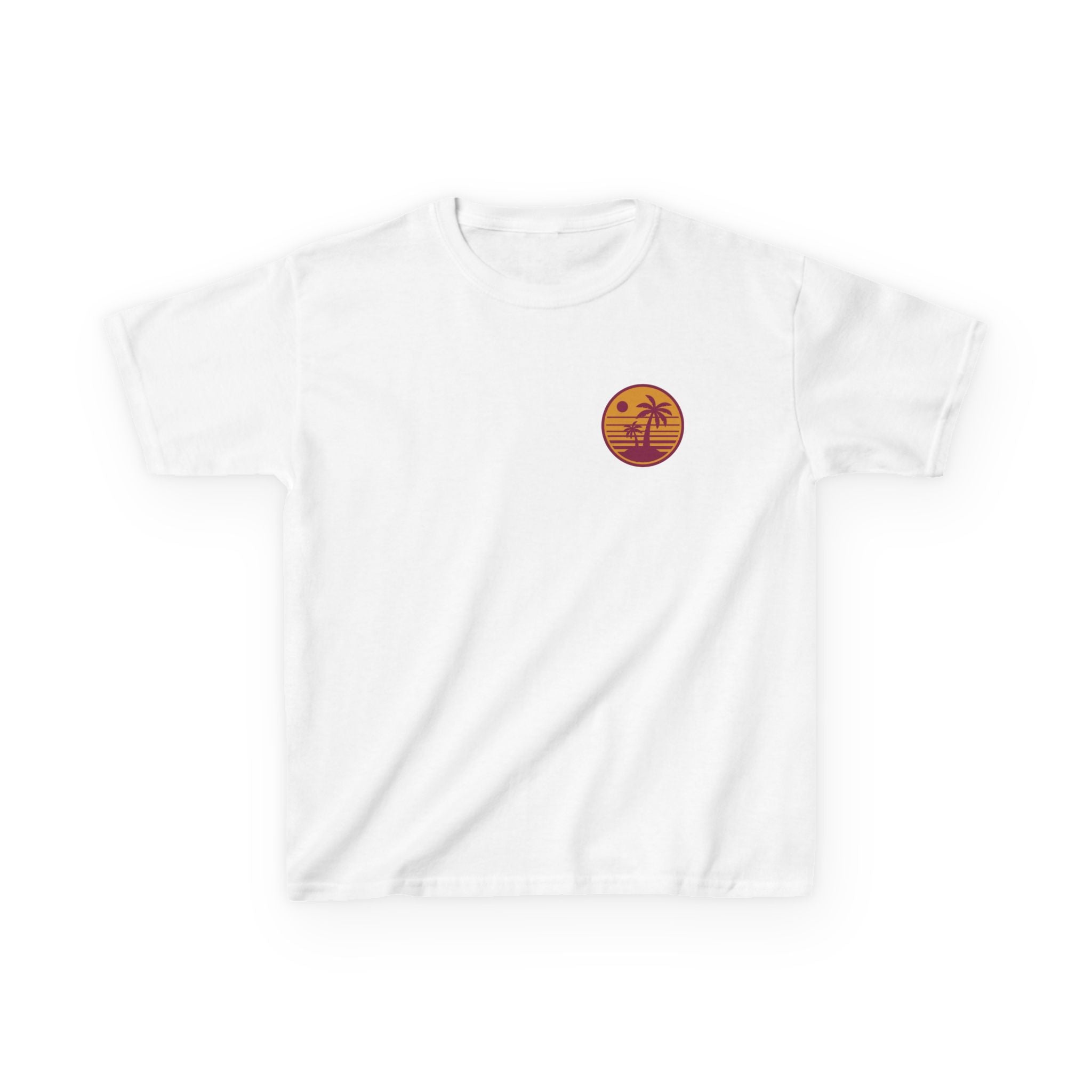 Kids T‑Shirt — Retro Sunset Palm Tree Beach Graphic