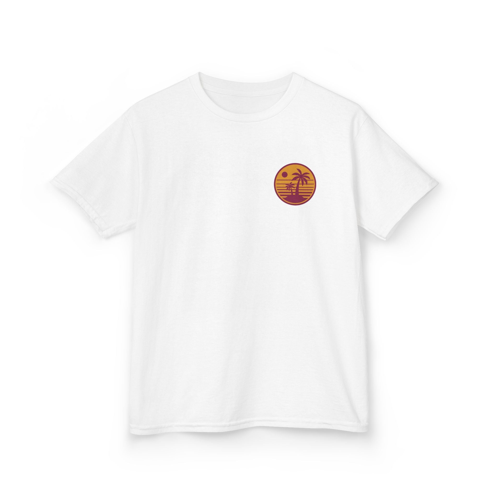 Kids T‑Shirt — Retro Sunset Palm Tree Beach Graphic