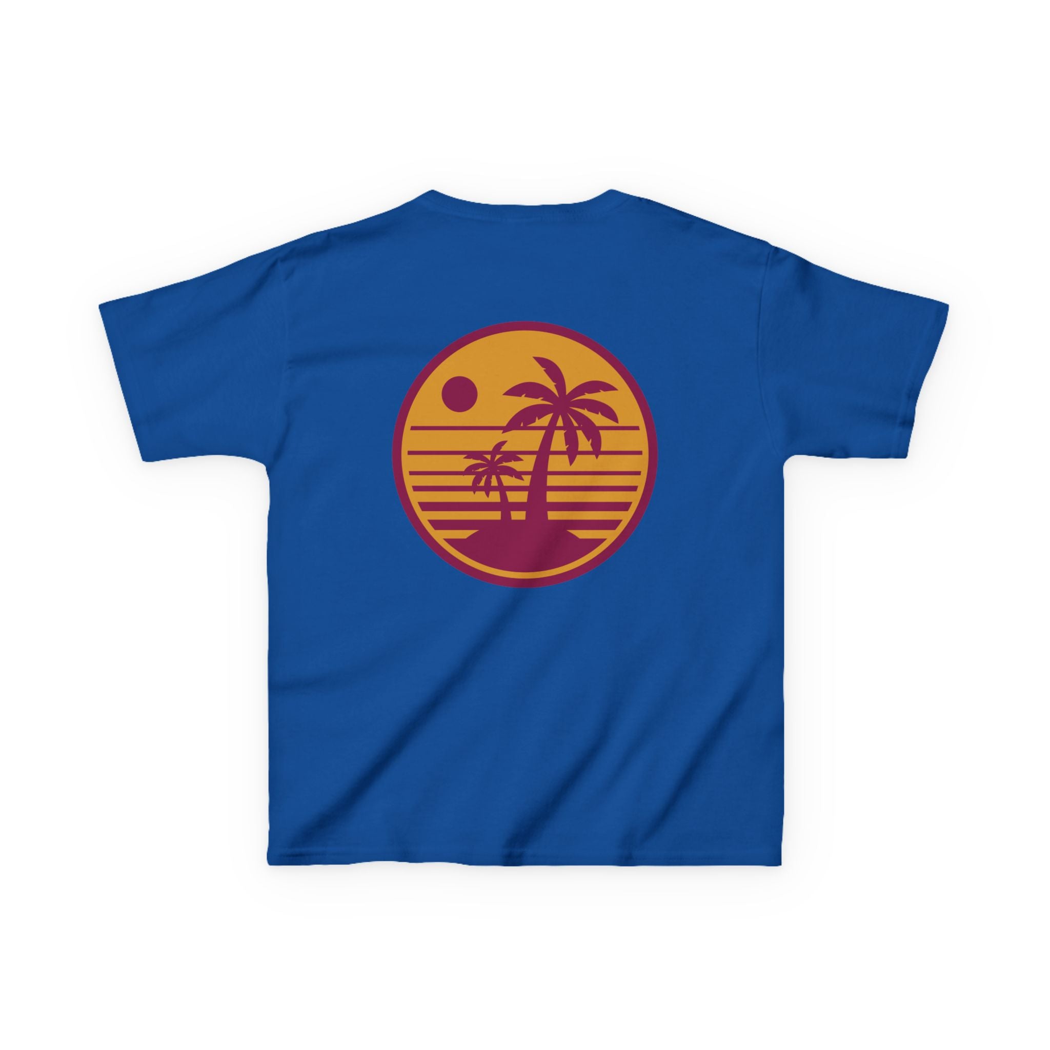 Kids T‑Shirt — Retro Sunset Palm Tree Beach Graphic