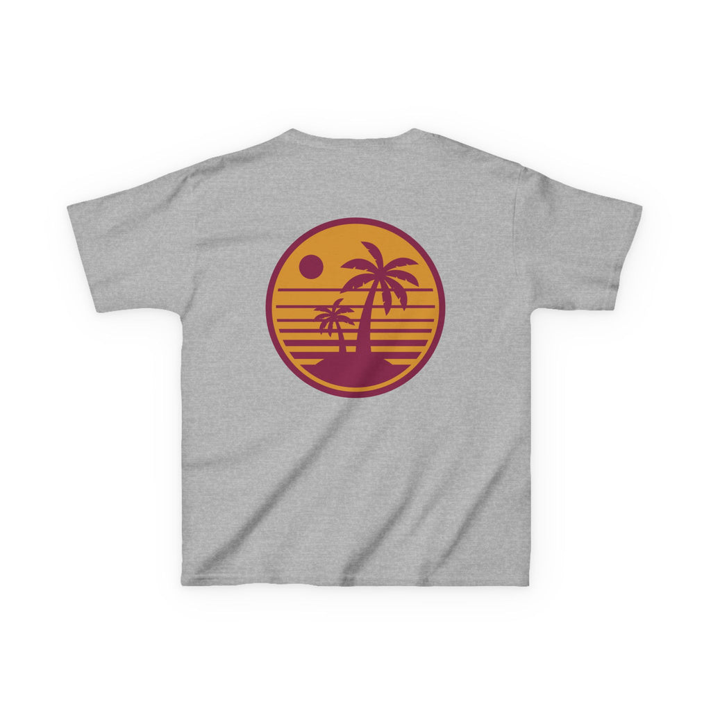 Kids T‑Shirt — Retro Sunset Palm Tree Beach Graphic
