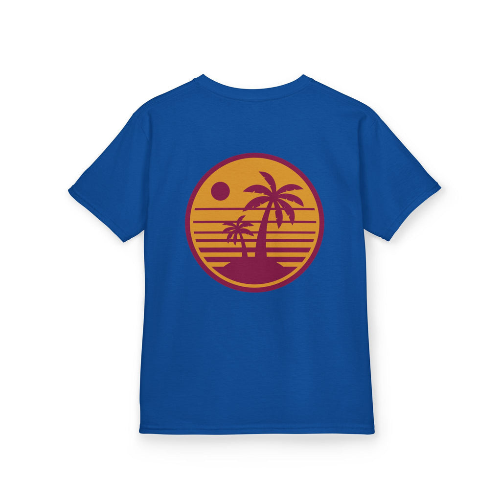 Kids T‑Shirt — Retro Sunset Palm Tree Beach Graphic