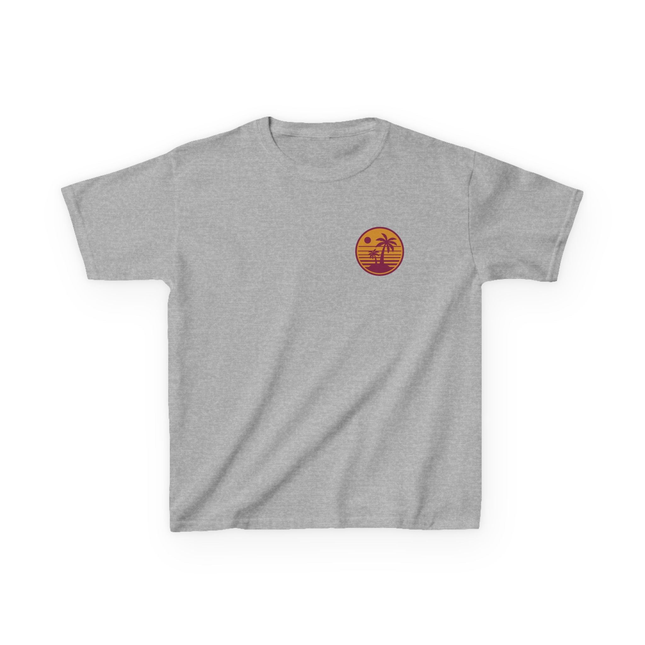 Kids T‑Shirt — Retro Sunset Palm Tree Beach Graphic