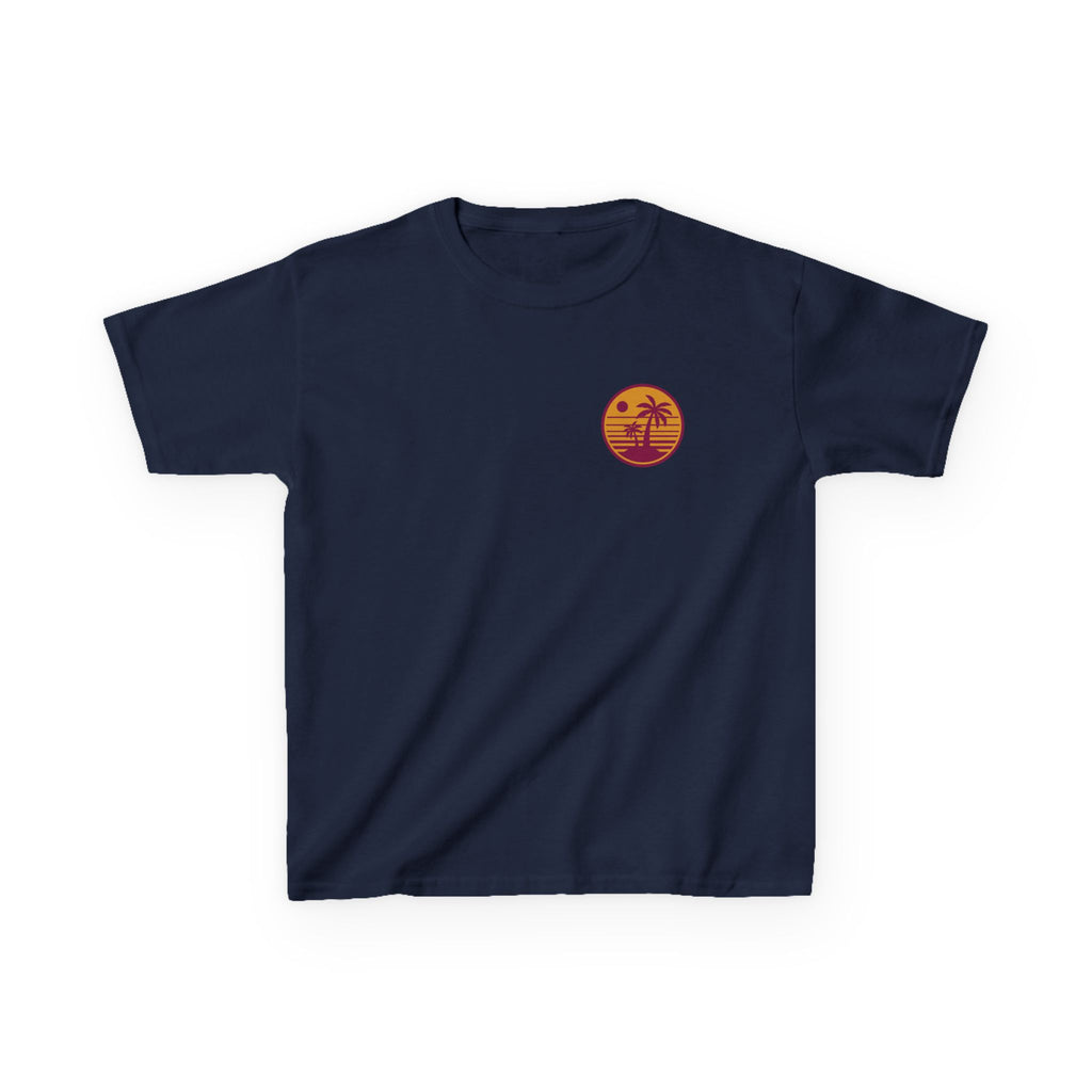 Kids T‑Shirt — Retro Sunset Palm Tree Beach Graphic
