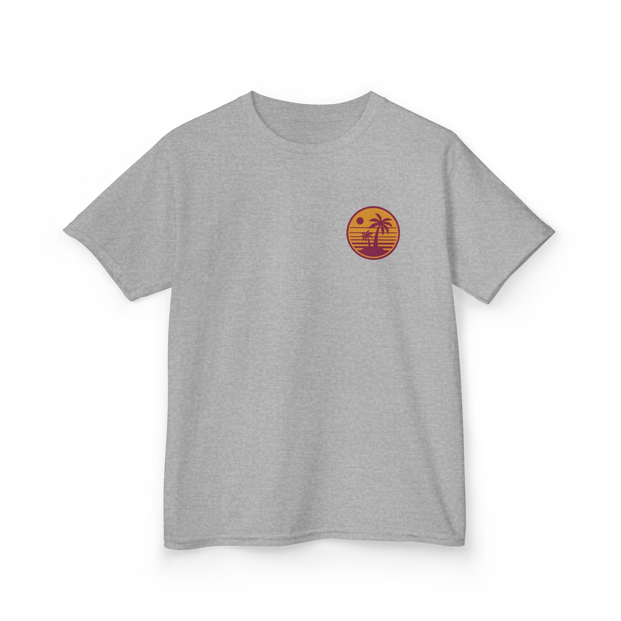 Kids T‑Shirt — Retro Sunset Palm Tree Beach Graphic