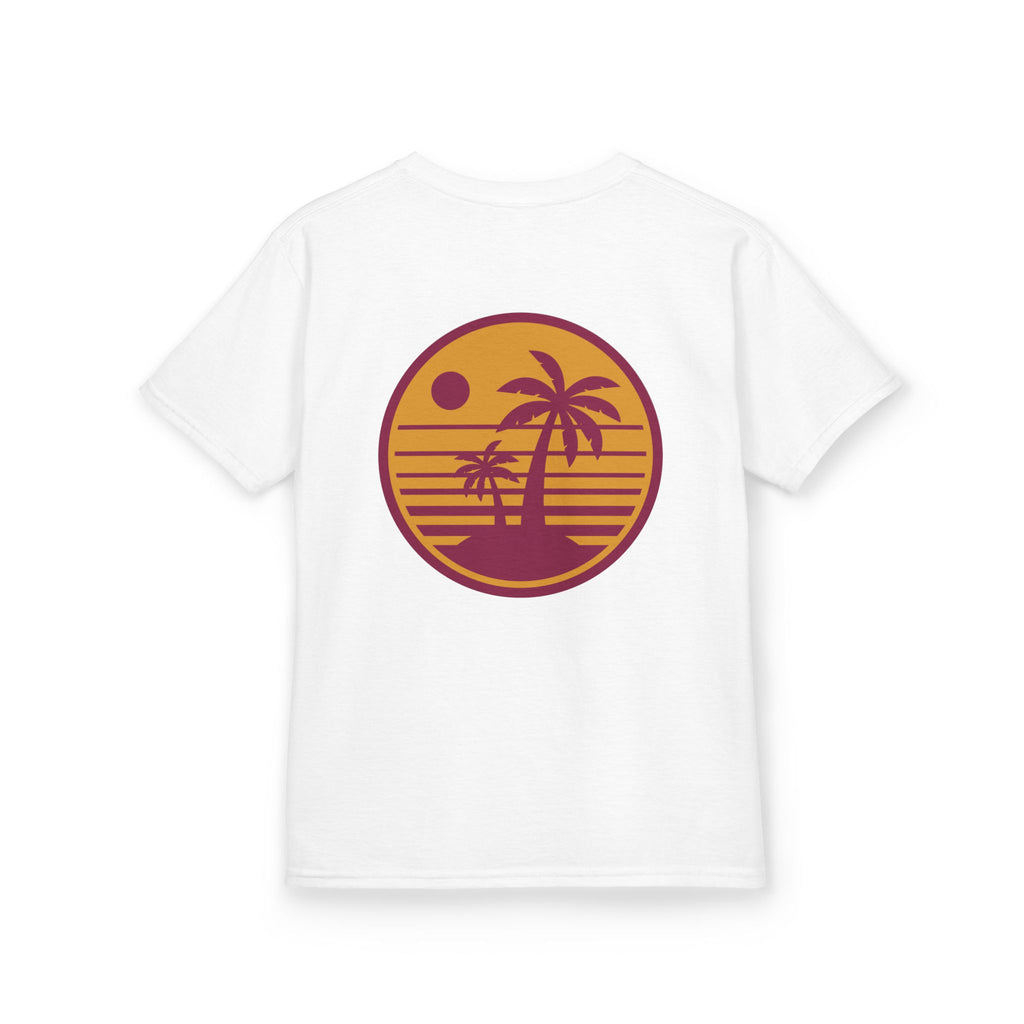 Kids T‑Shirt — Retro Sunset Palm Tree Beach Graphic