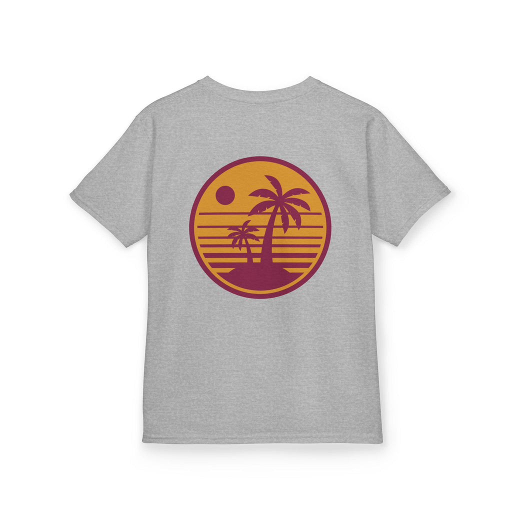 Kids T‑Shirt — Retro Sunset Palm Tree Beach Graphic