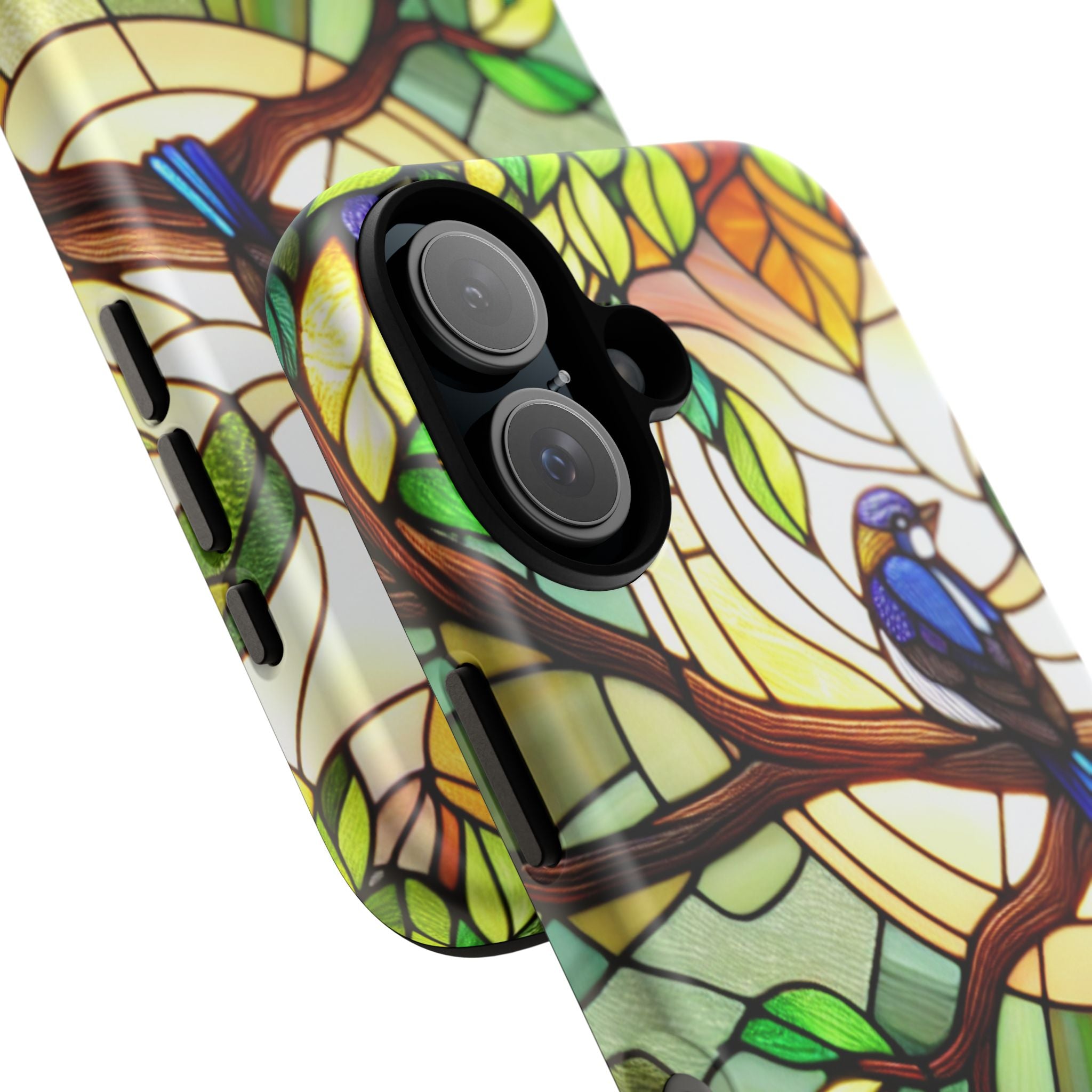 Stained Glass Effect Bird Phone Case, Floral Design Case, Birthday Gift for Her, Nature Esthetic, Sun Design,  iPhone 11 12 13 14 15 16