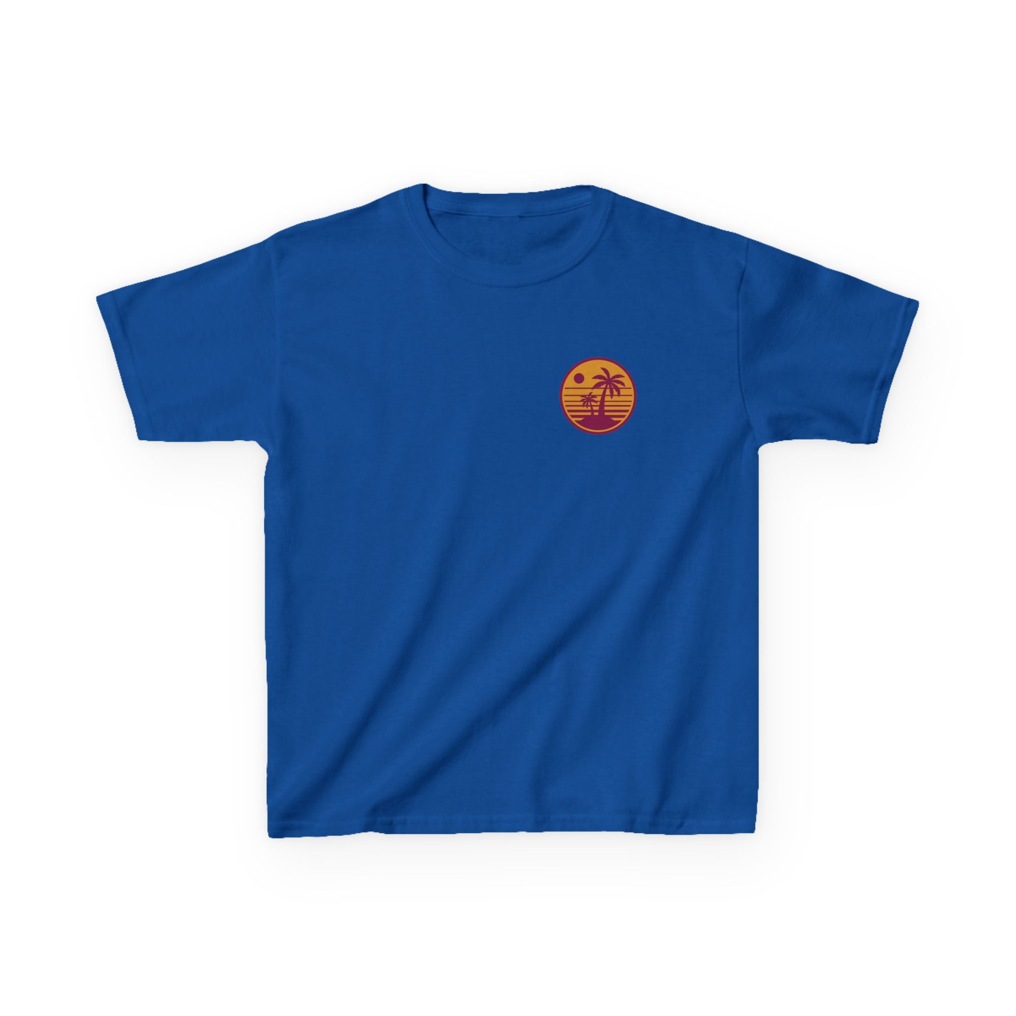 Kids T‑Shirt — Retro Sunset Palm Tree Beach Graphic