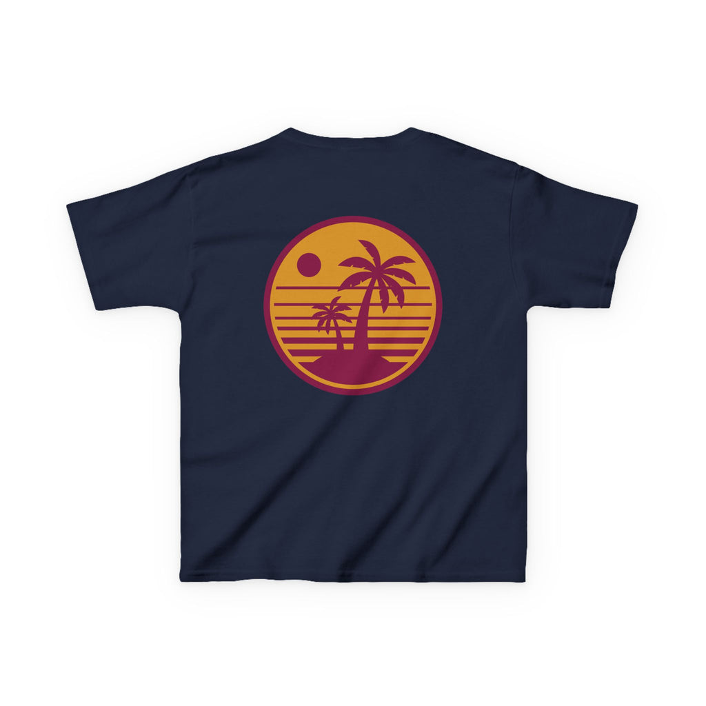 Kids T‑Shirt — Retro Sunset Palm Tree Beach Graphic