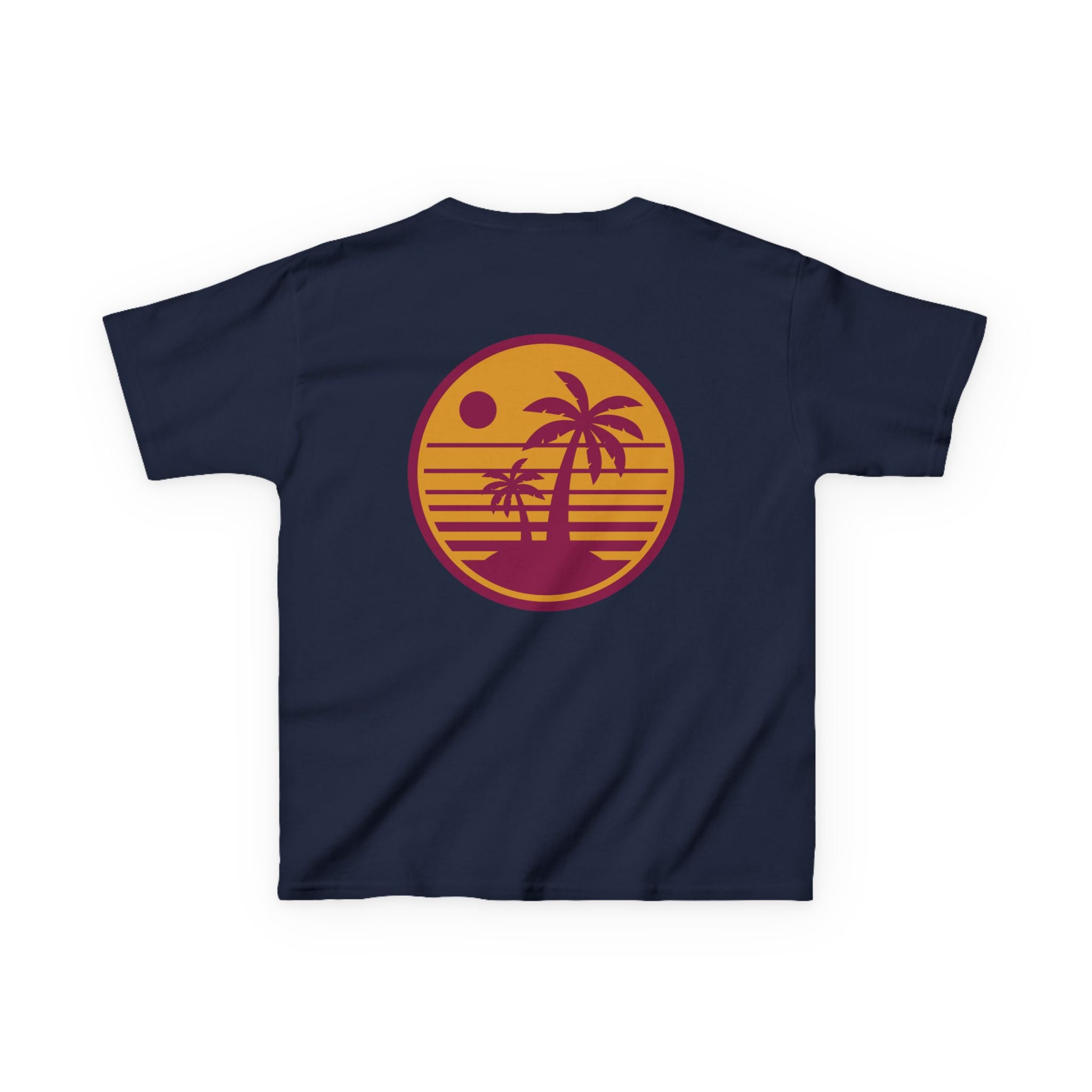 Kids T‑Shirt — Retro Sunset Palm Tree Beach Graphic