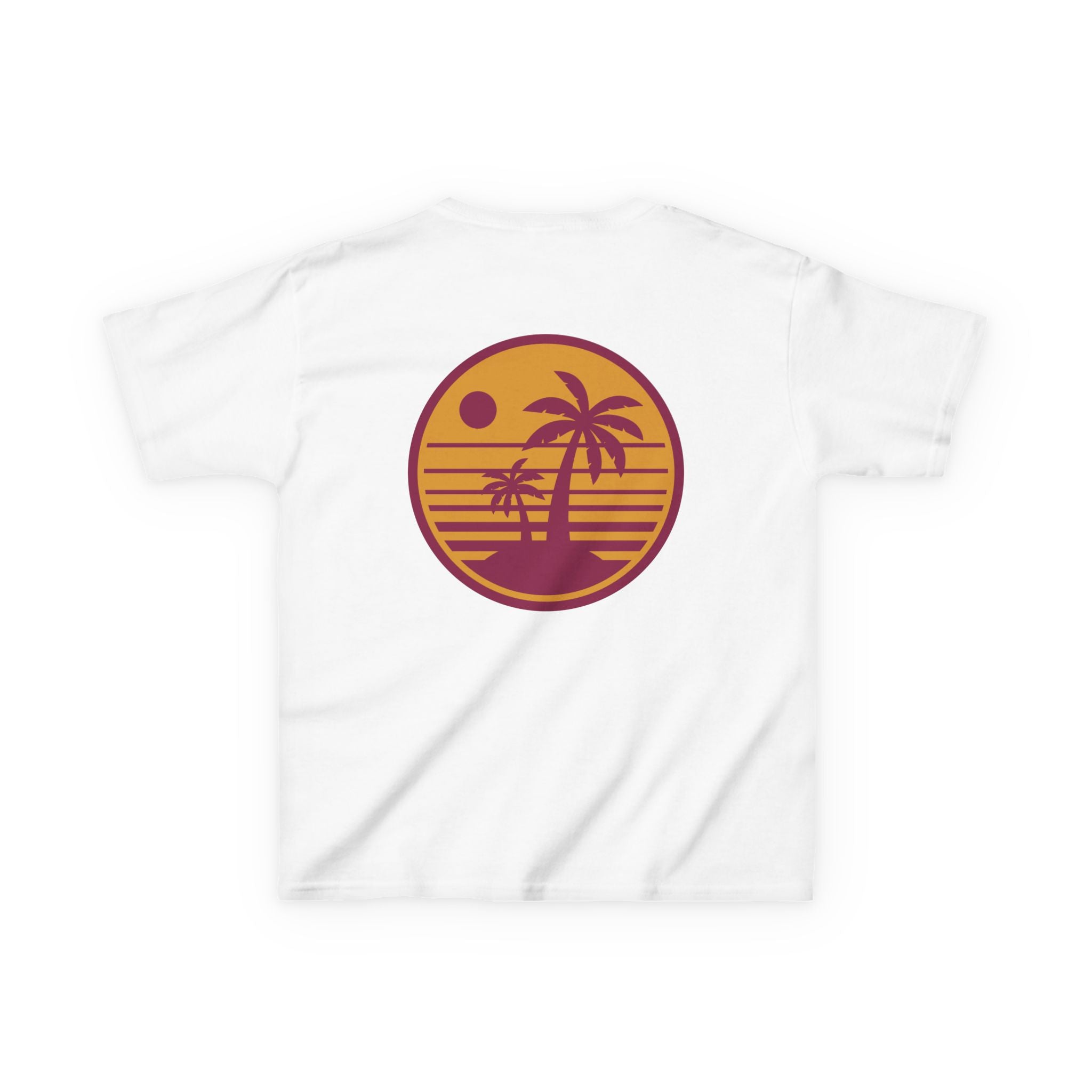 Kids T‑Shirt — Retro Sunset Palm Tree Beach Graphic