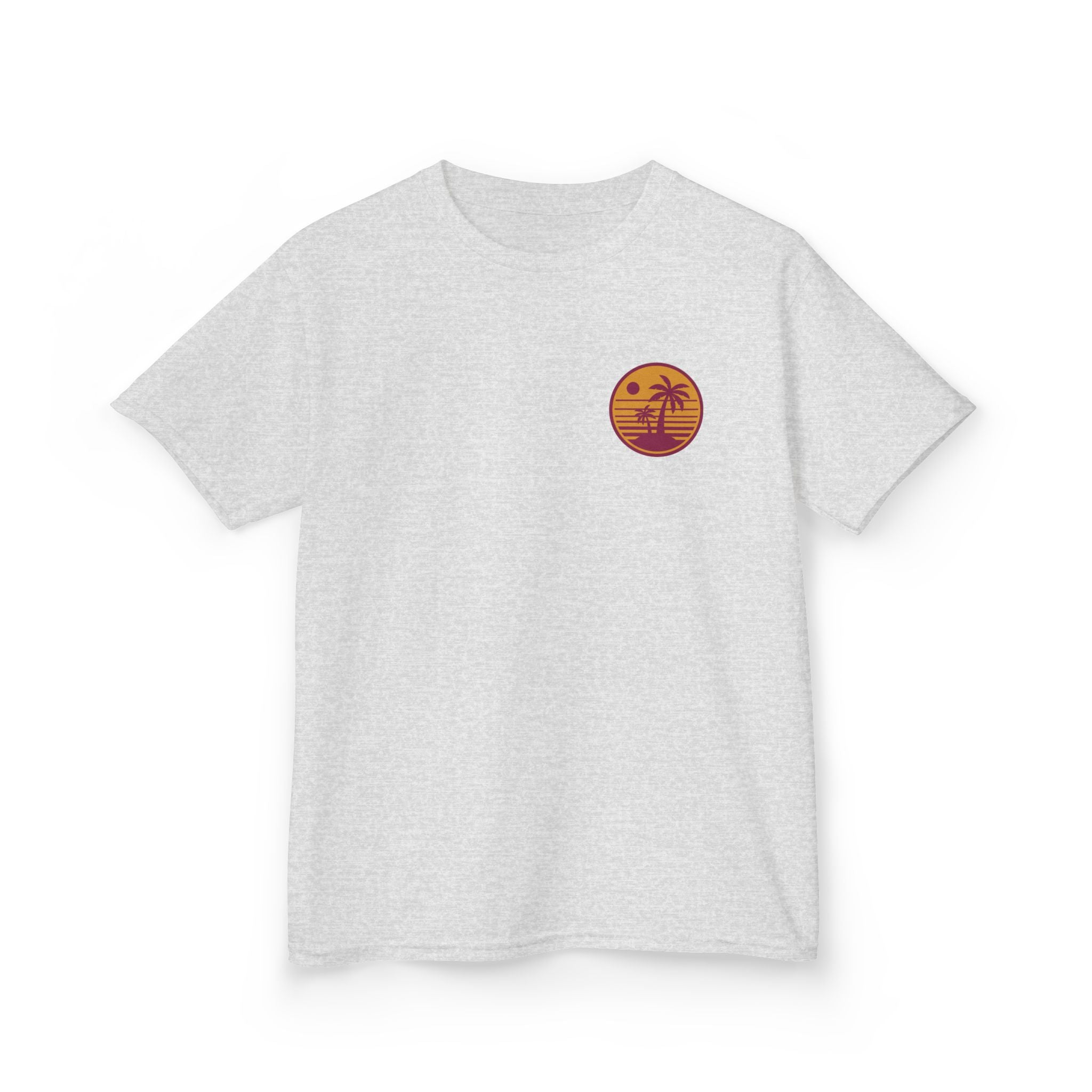 Kids T‑Shirt — Retro Sunset Palm Tree Beach Graphic