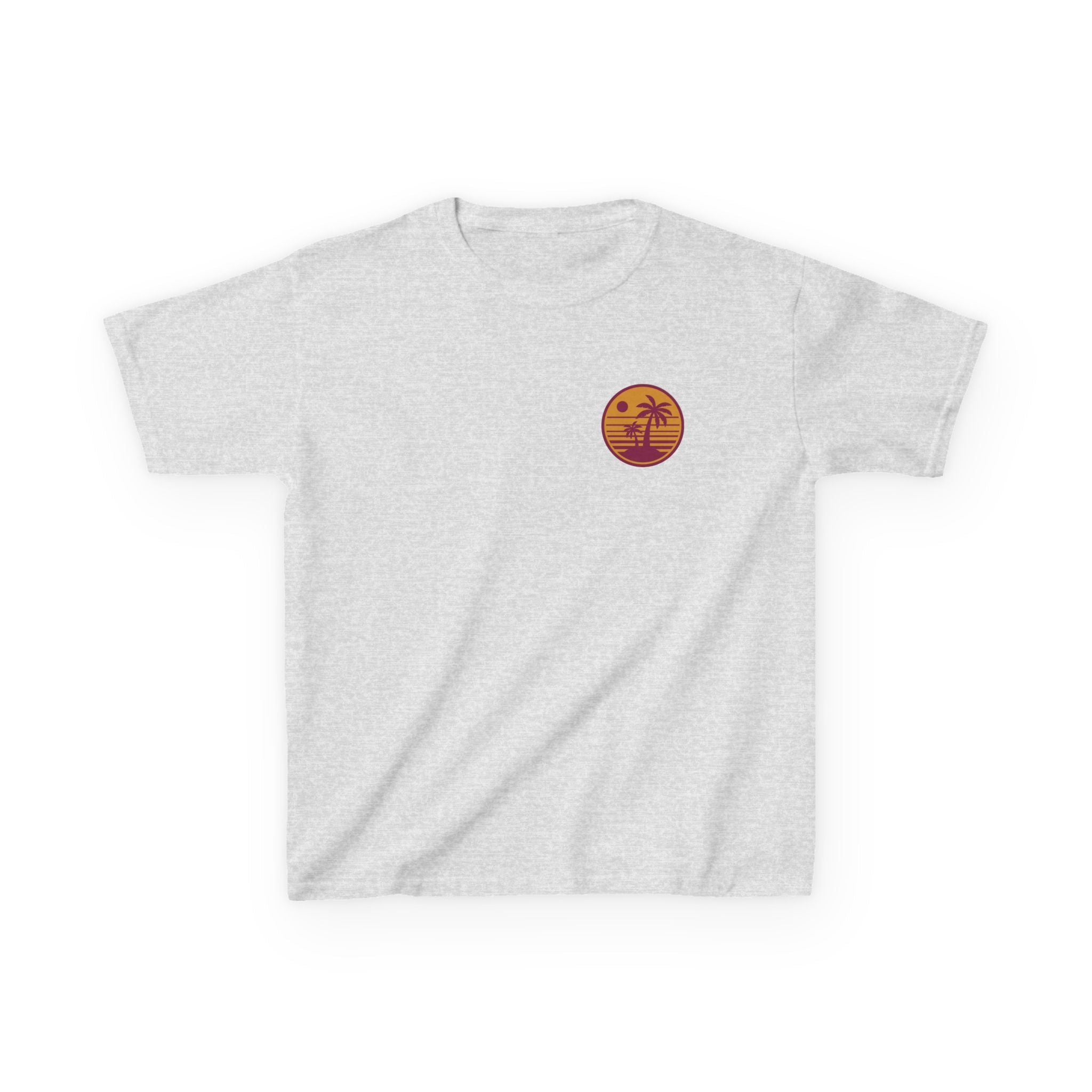 Kids T‑Shirt — Retro Sunset Palm Tree Beach Graphic