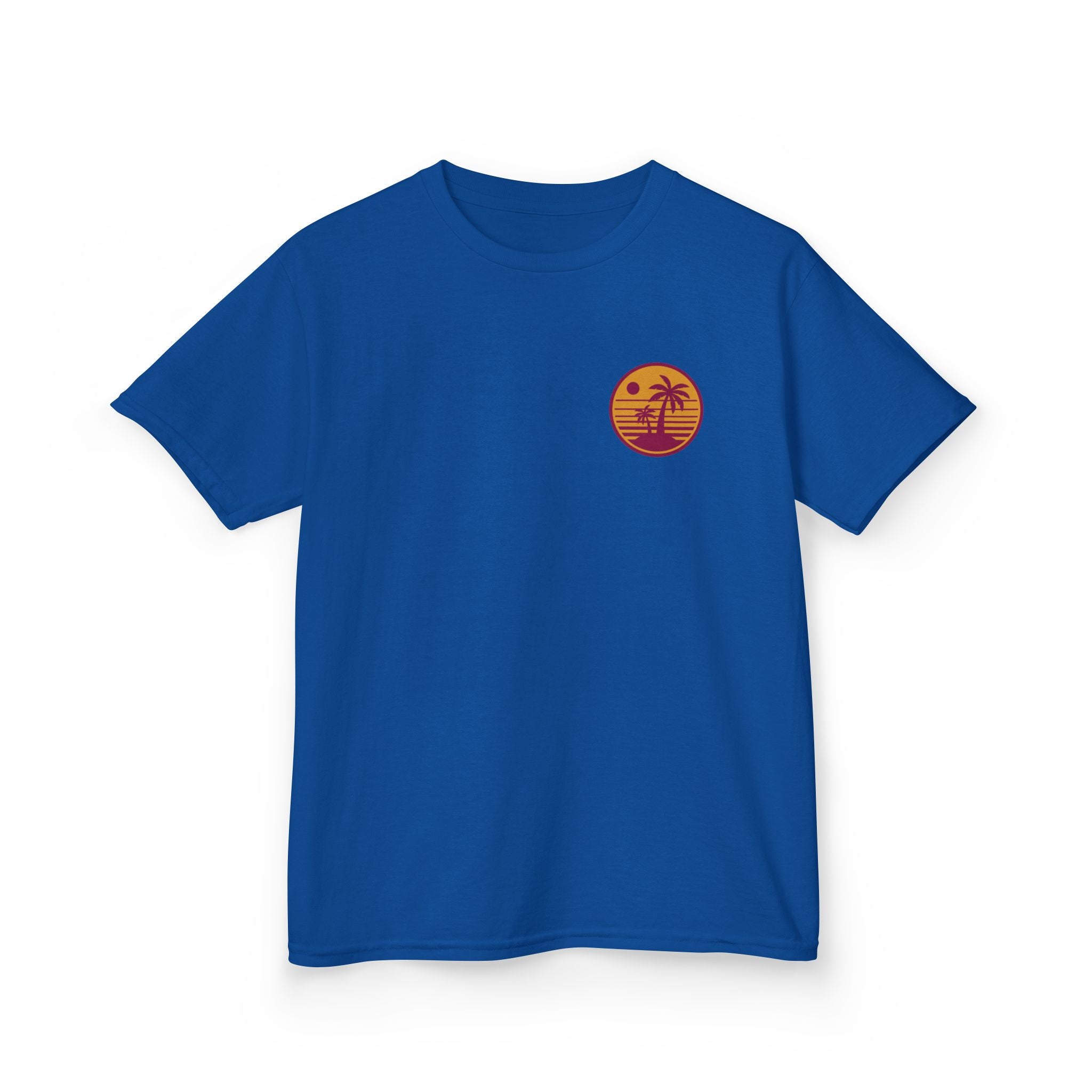 Kids T‑Shirt — Retro Sunset Palm Tree Beach Graphic