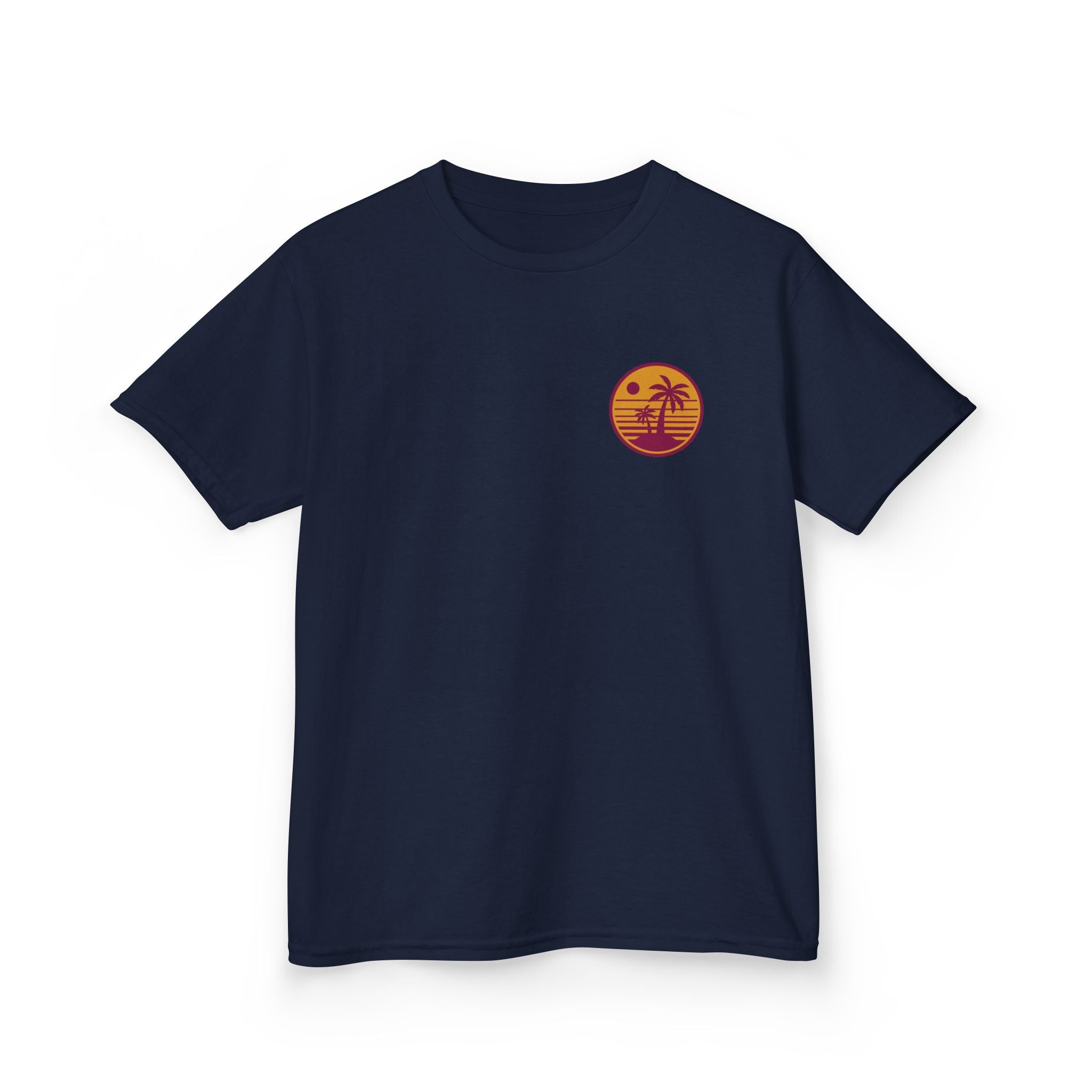 Kids T‑Shirt — Retro Sunset Palm Tree Beach Graphic